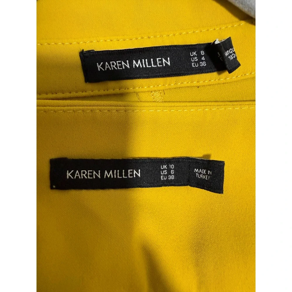 Karen Millen Top & Shorts Set Mustard Yellow‎ Long Sleeve Belted US 4